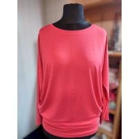 Bluzka Eveline dla puszystej - luźny fason oversize koralowa